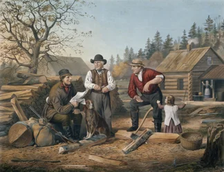 Den Punkt diskutierend, graviert von Nathaniel Currier, 1855